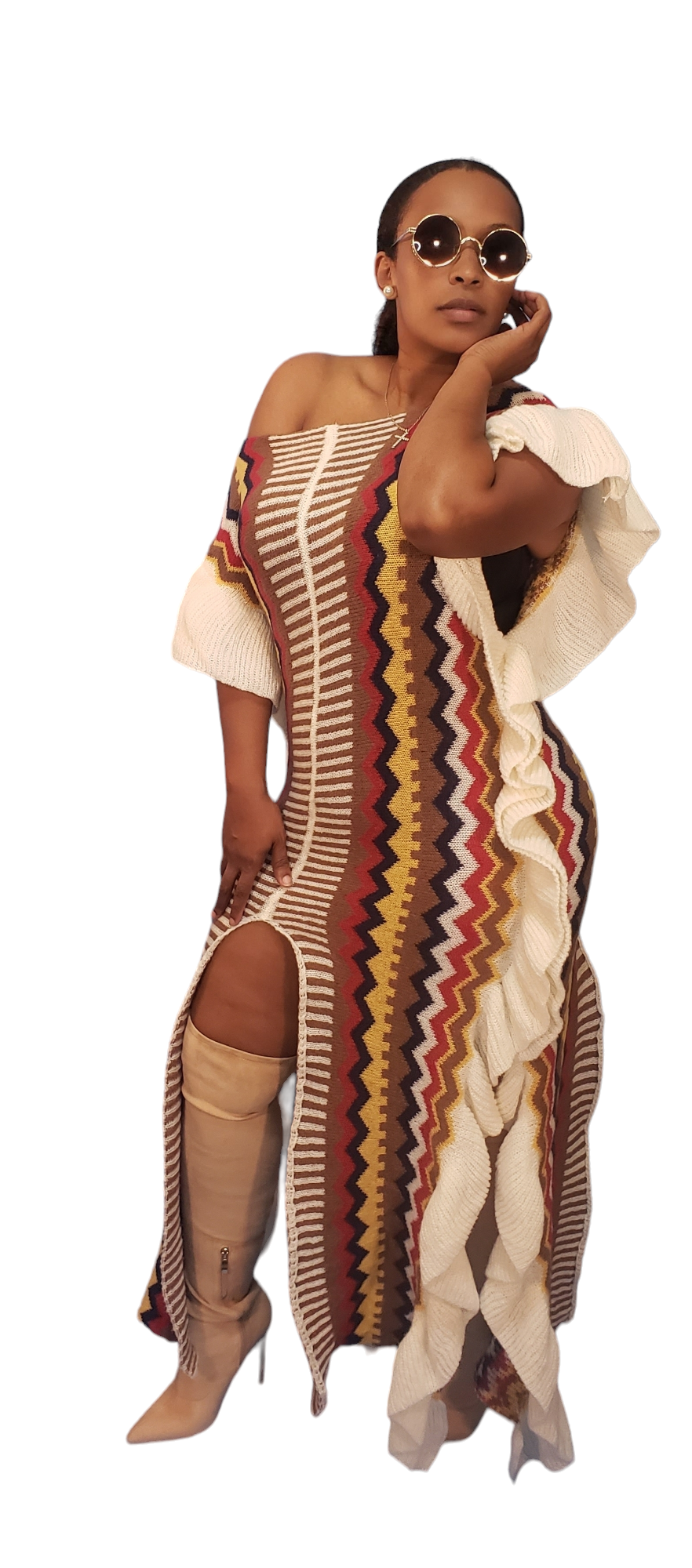 NEW Fall For You Ruffled Dress (Brown)