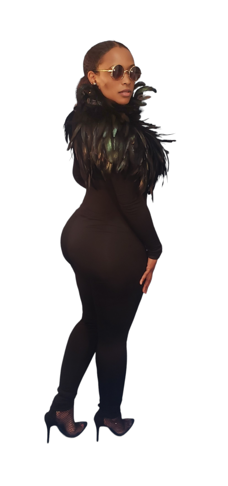 NEW All The Dramatics Featherd Cape (Black)